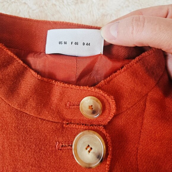 Akris Punto Women's Jacket Blazer Wool Angora Orange Size 14 - Picture 6 of 7